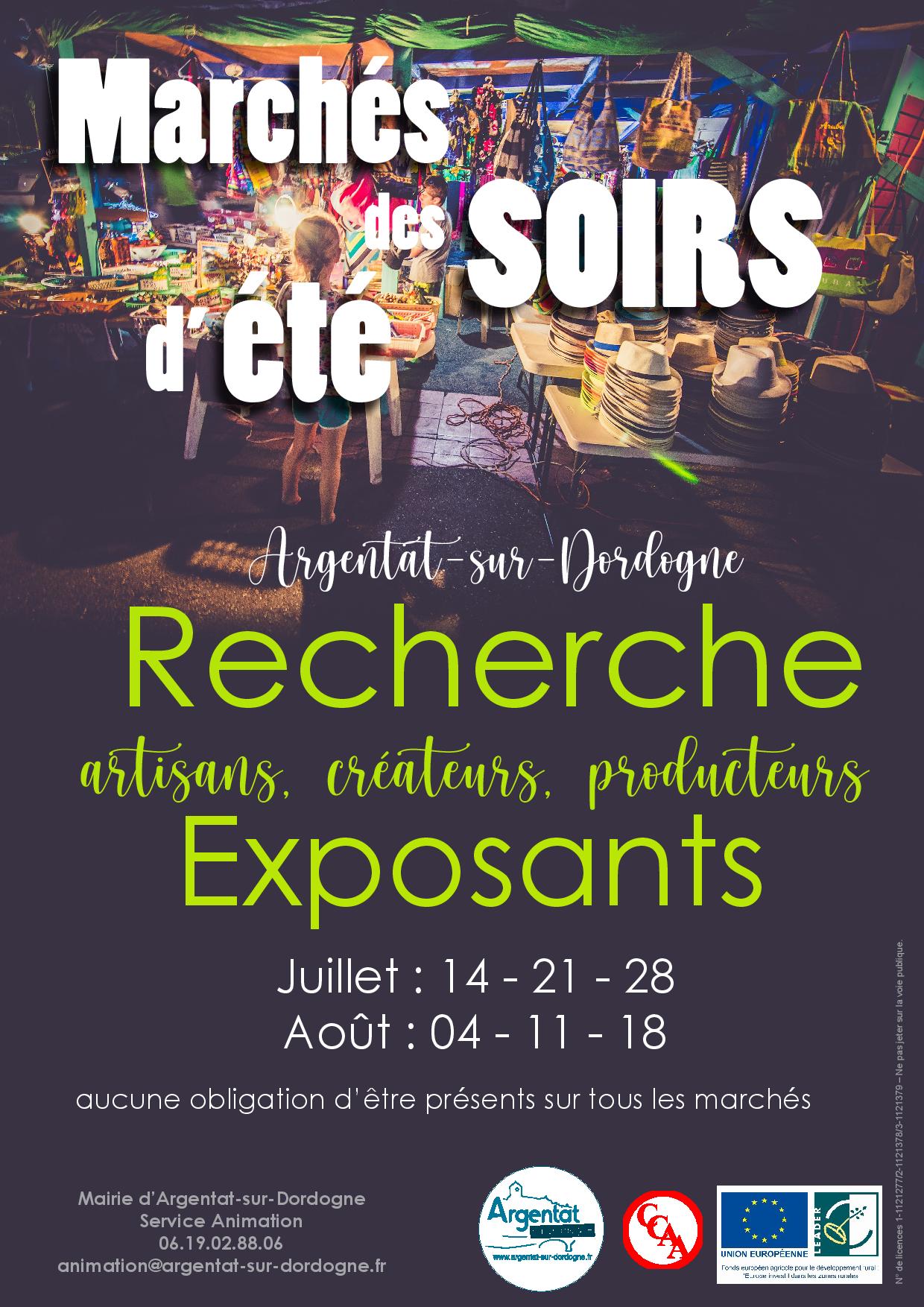 Marchés des soirs d'été 2021: Recherche exposants