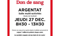 Collecte de sang jeudi 27 décembre